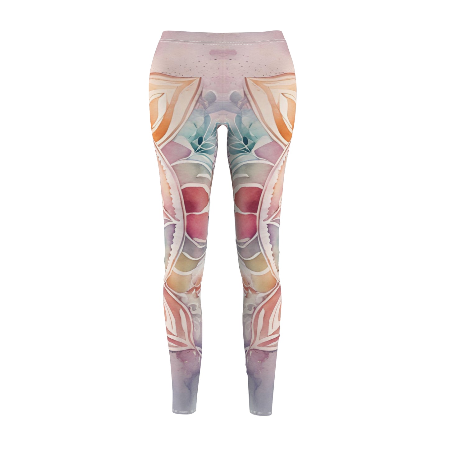 Watercolor Floral Leggings, Artistic Activewear, Cute Yoga Pants, Boho Style Tights, Gift for Her, Comfortable Fashion