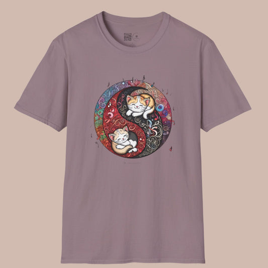 Vintage Yin Yang Cat Graphic Tee - Perfect Gift for Cat Lovers

