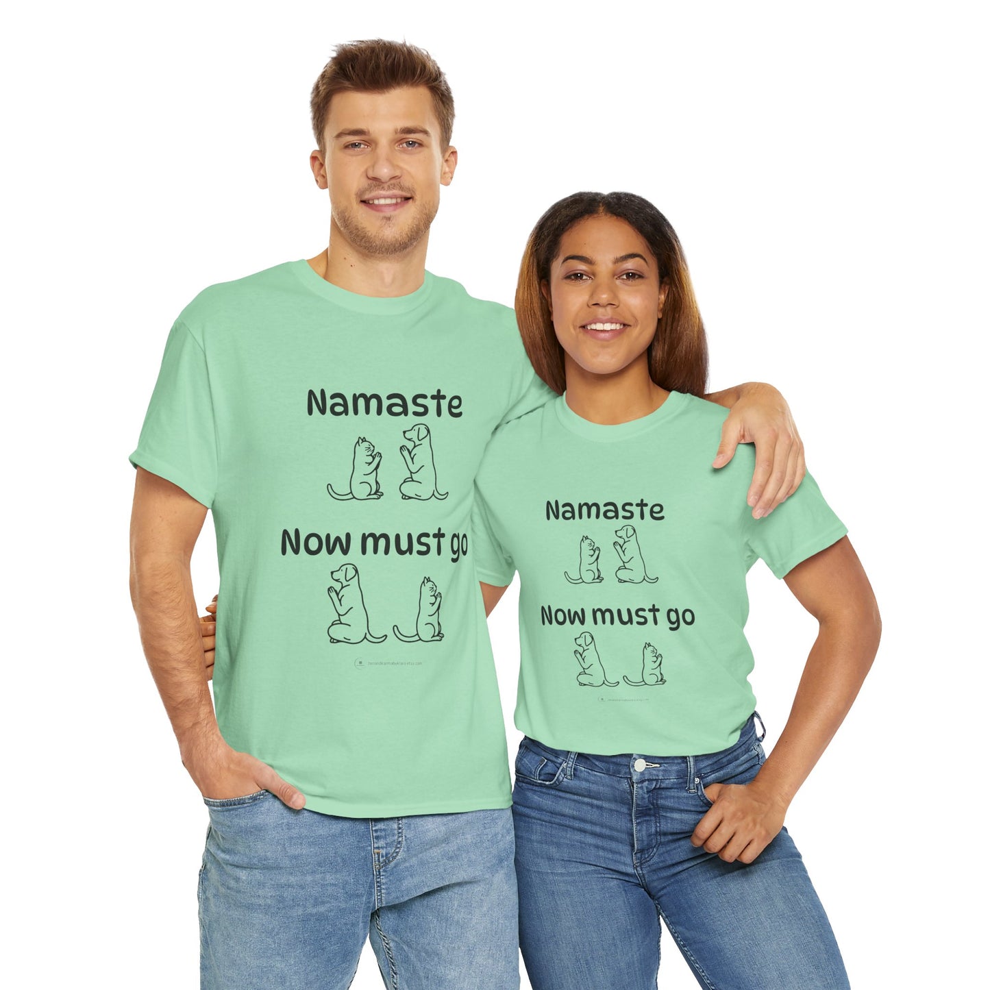 Namaste Pilates Meditation Cat and Dog Zen T Shirt | Namaste Now Must Go Animal Yoga Lover Unisex Heavy Cotton Pet T Shirt for Gift
