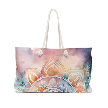 Bohemian Weekender Bag, Colorful Travel Tote, Yoga Retreat Essential, Beach Getaway Bag, Floral Print Overnight Bag, Women's Luggage