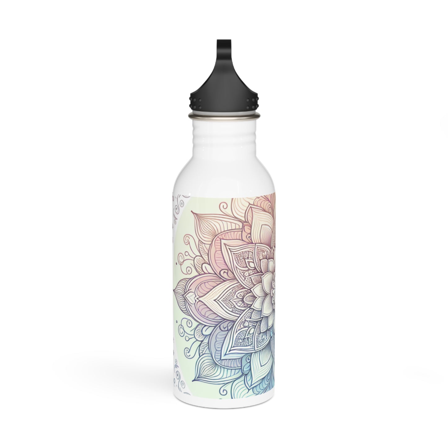 Meditative Floral Stainless Steel Water Bottle, Eco-Friendly Hydration, Gift for Yoga Lovers, Travel Companion, Reusable Water Bottle