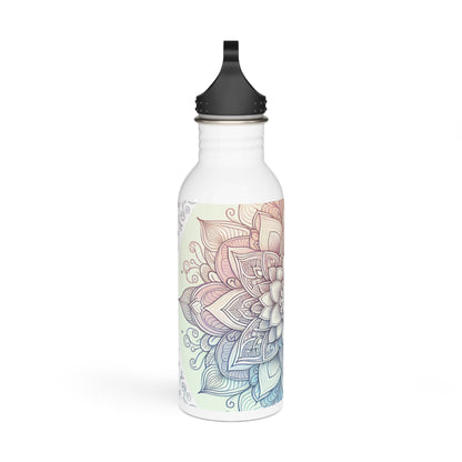 Meditative Floral Stainless Steel Water Bottle, Eco-Friendly Hydration, Gift for Yoga Lovers, Travel Companion, Reusable Water Bottle