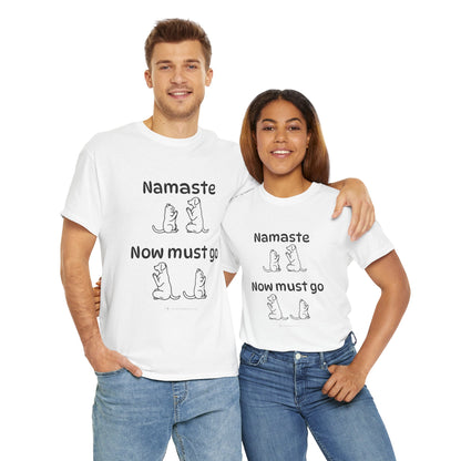 Namaste Pilates Meditation Cat and Dog Zen T Shirt | Namaste Now Must Go Animal Yoga Lover Unisex Heavy Cotton Pet T Shirt for Gift
