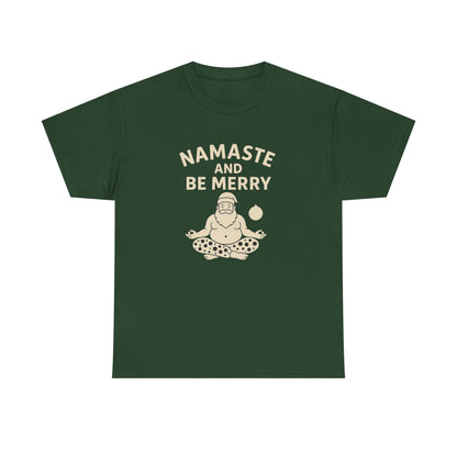 Namaste and Be Merry Christmas Shirt - Funny Yoga Santa Tee | Unisex Holiday Gift for Yogis