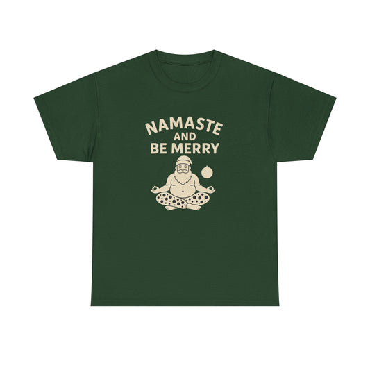 Namaste and Be Merry Christmas Shirt - Funny Yoga Santa Tee | Unisex Holiday Gift for Yogis