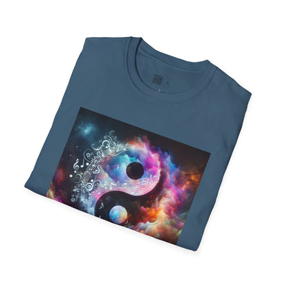 Cosmic Yin Yang T-Shirt - Vibrant Unisex Tee, Spiritual Gift, Music lover Gift, Astrology Fashion, Retro Style Shirt, Trendy Tee