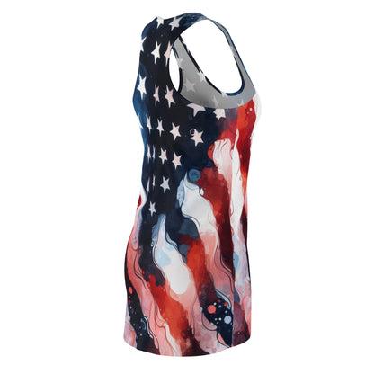 Patriotic Racerback Dress, Summer Dress, Independence Day Outfit, Casual Fashion, American Flag Dress, Party Dress