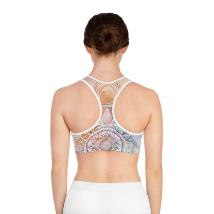 Mandala Watercolor Sports Bra, Yoga Top, Workout Gear, Wellness Gift, Fitness Apparel, Eco-Friendly Activewear