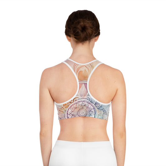 Mandala Watercolor Sports Bra, Yoga Top, Workout Gear, Wellness Gift, Fitness Apparel, Eco-Friendly Activewear