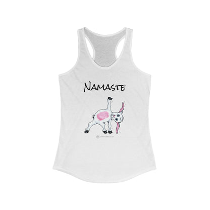 Namaste Goat Print Animal Lover Tank Top | Workout and Gym Wear Cute Goat Design Racerback Tank Top Fitness Shirt for Women