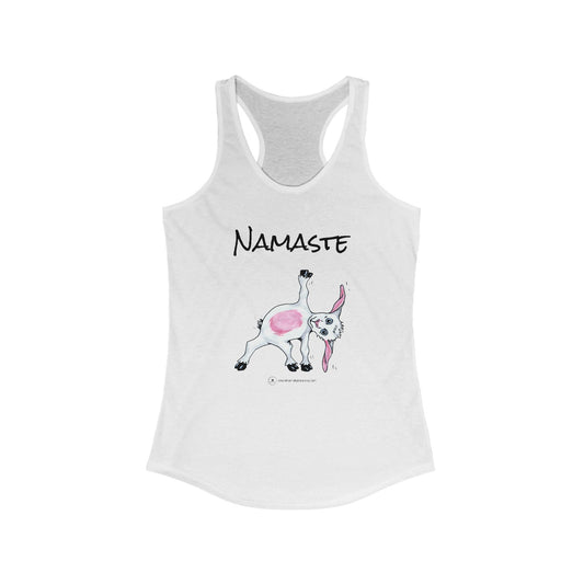 Namaste Goat Print Animal Lover Tank Top | Workout and Gym Wear Cute Goat Design Racerback Tank Top Fitness Shirt for Women