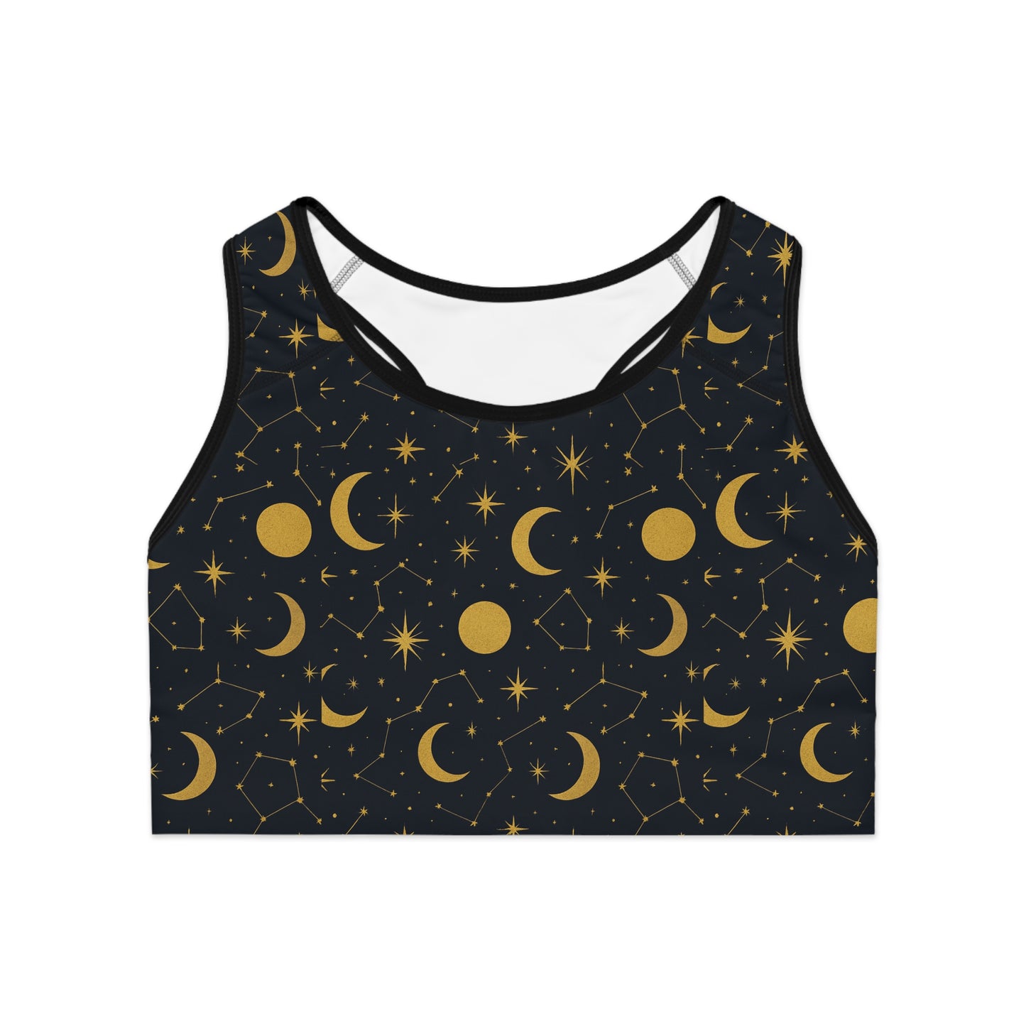 Celestial Sports Bra - Cosmic Yoga, Activewear, Festival Outfit, Starry Fitness, Astrology Lover Gift