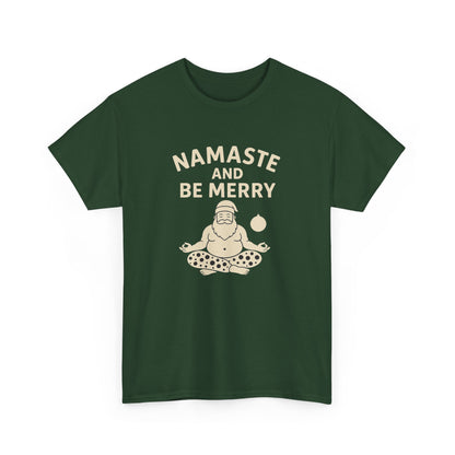 Namaste and Be Merry Christmas Shirt - Funny Yoga Santa Tee | Unisex Holiday Gift for Yogis