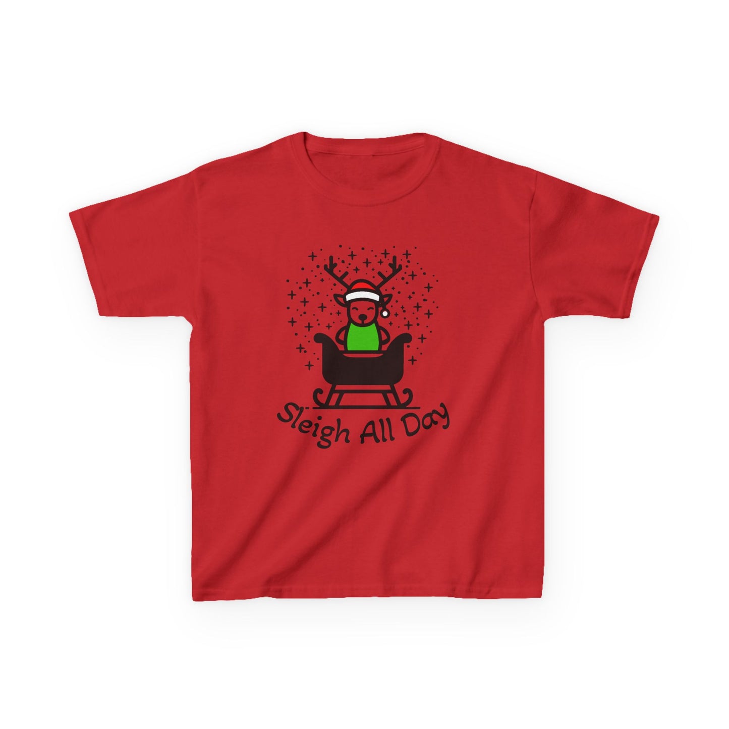 Kids Sleigh All Day Christmas Shirt - Funny Holiday T-Shirt for Boys & Girls | Festive Tee