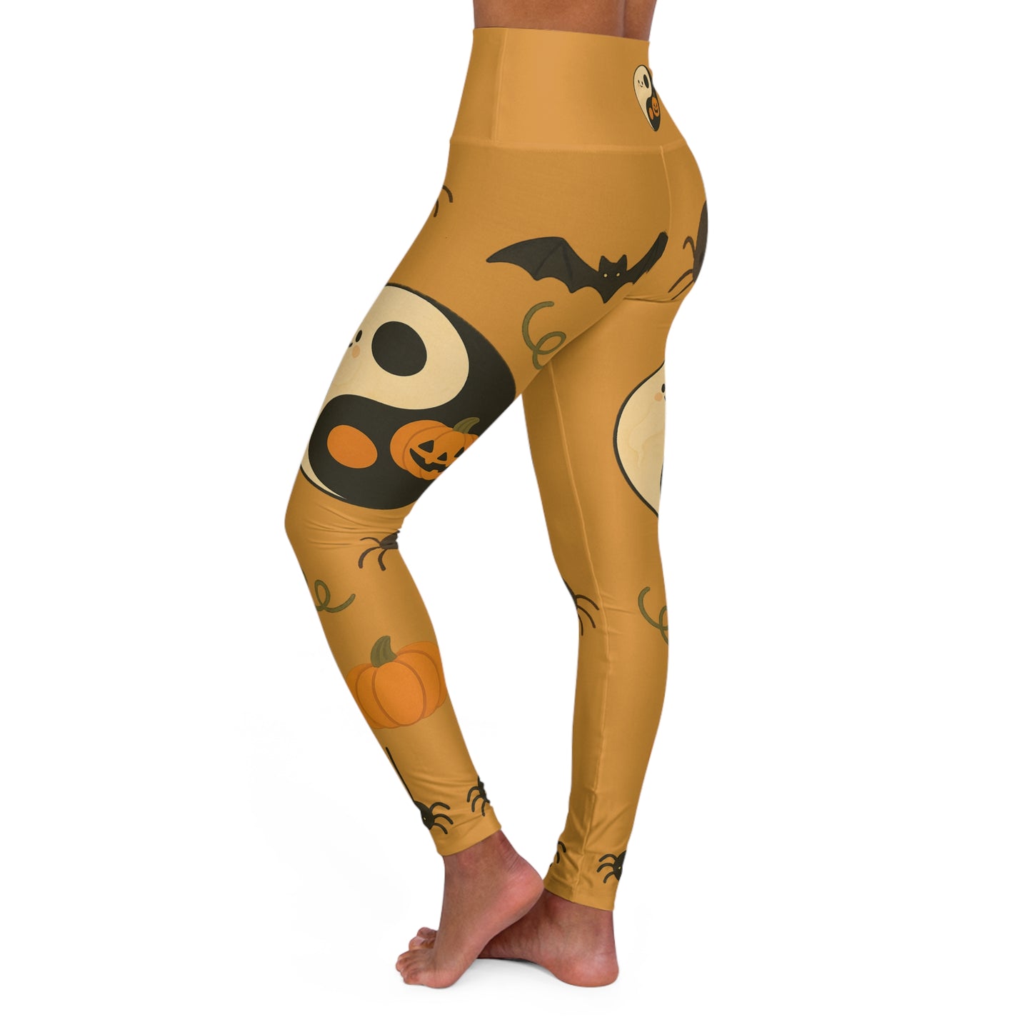 Halloween Yoga Leggings - Cute Ghost Spider Print | High Waisted Spooky Workout Pants