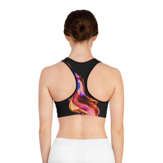 Vibrant Abstract Sports Bra | Workout Crop Top, Fitness Apparel, Gym Wear, Activewear, Yoga Top, Colorful Sports Bra