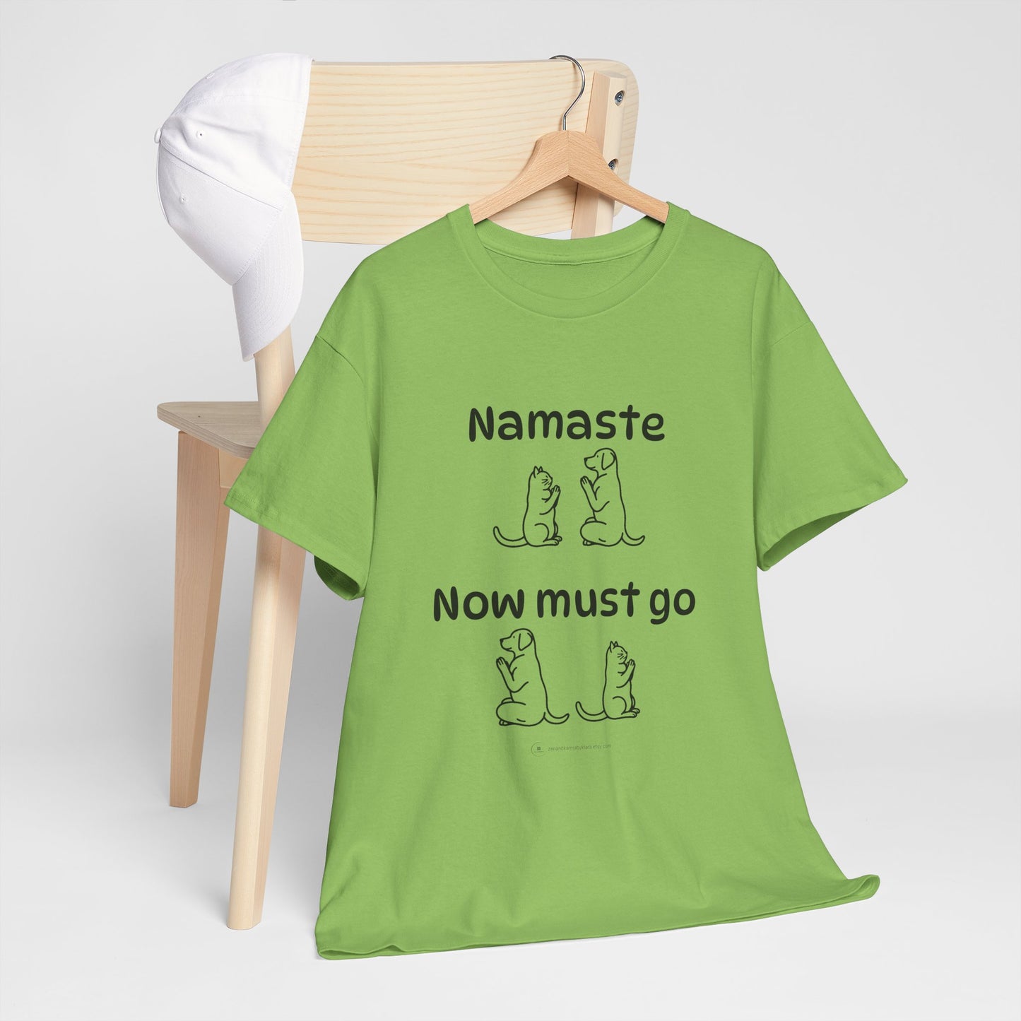 Namaste Pilates Meditation Cat and Dog Zen T Shirt | Namaste Now Must Go Animal Yoga Lover Unisex Heavy Cotton Pet T Shirt for Gift