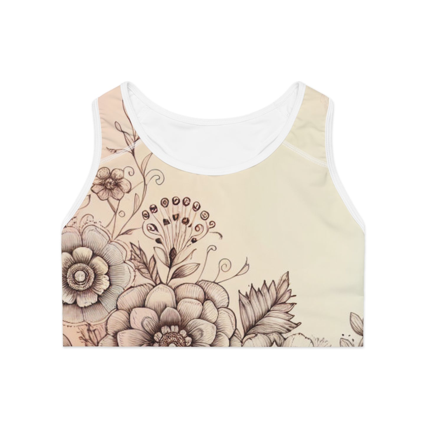 Floral Sports Bra - Comfortable Workout Top, Yoga Gear, Fitness Apparel, Stylish Activewear, Nature-Inspired Bralette