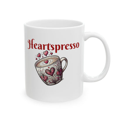 Heartwarming Espresso Ceramic Mug, Coffee Lover Gift, Cute Kitchen Decor, Unique Barista Mug, Perfect for Birthdays, Holidays