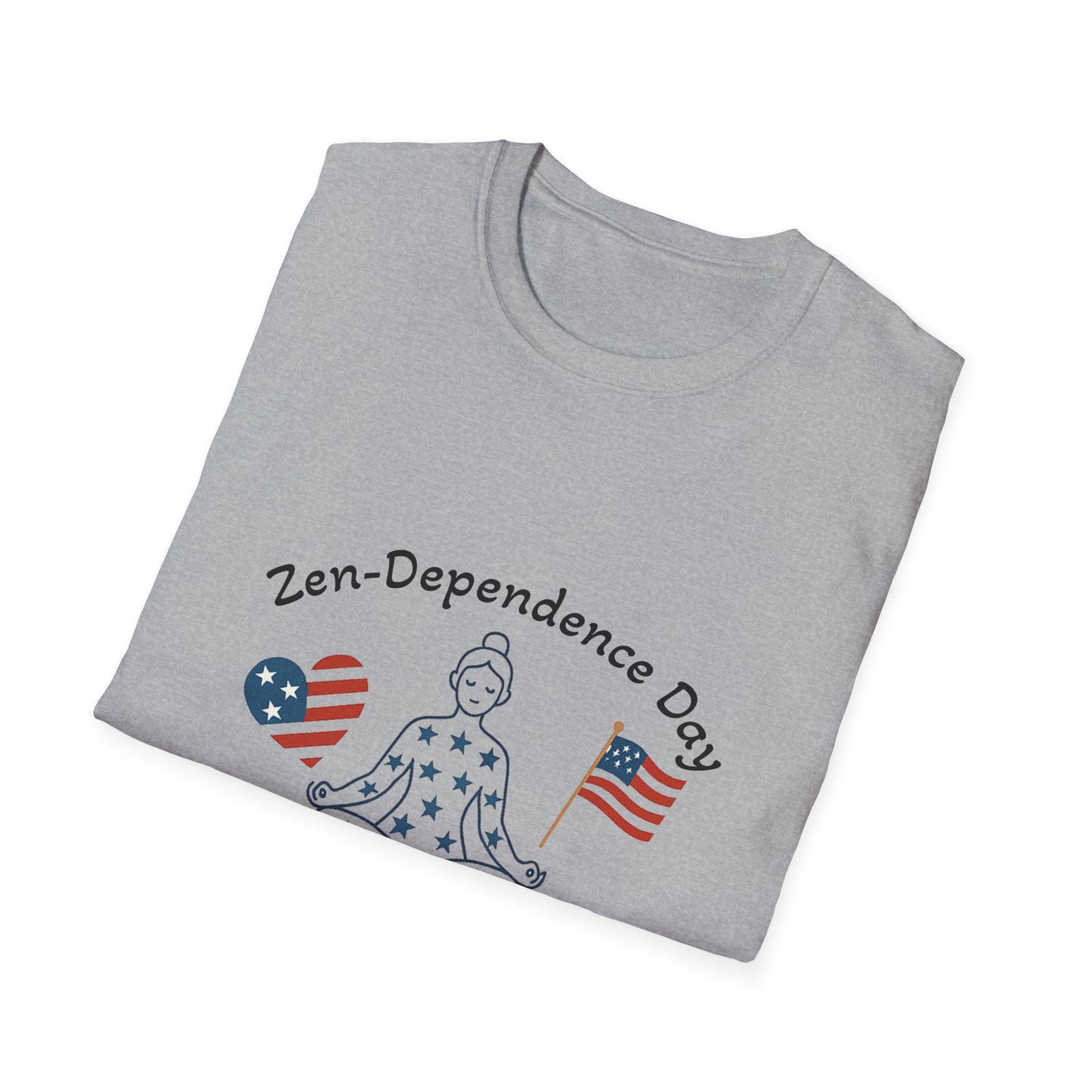 Relaxed Zen T-Shirt for Independence Day Celebration, Unisex Tee, Mindfulness Apparel, July 4th Gift, Comfortable Casual Wear