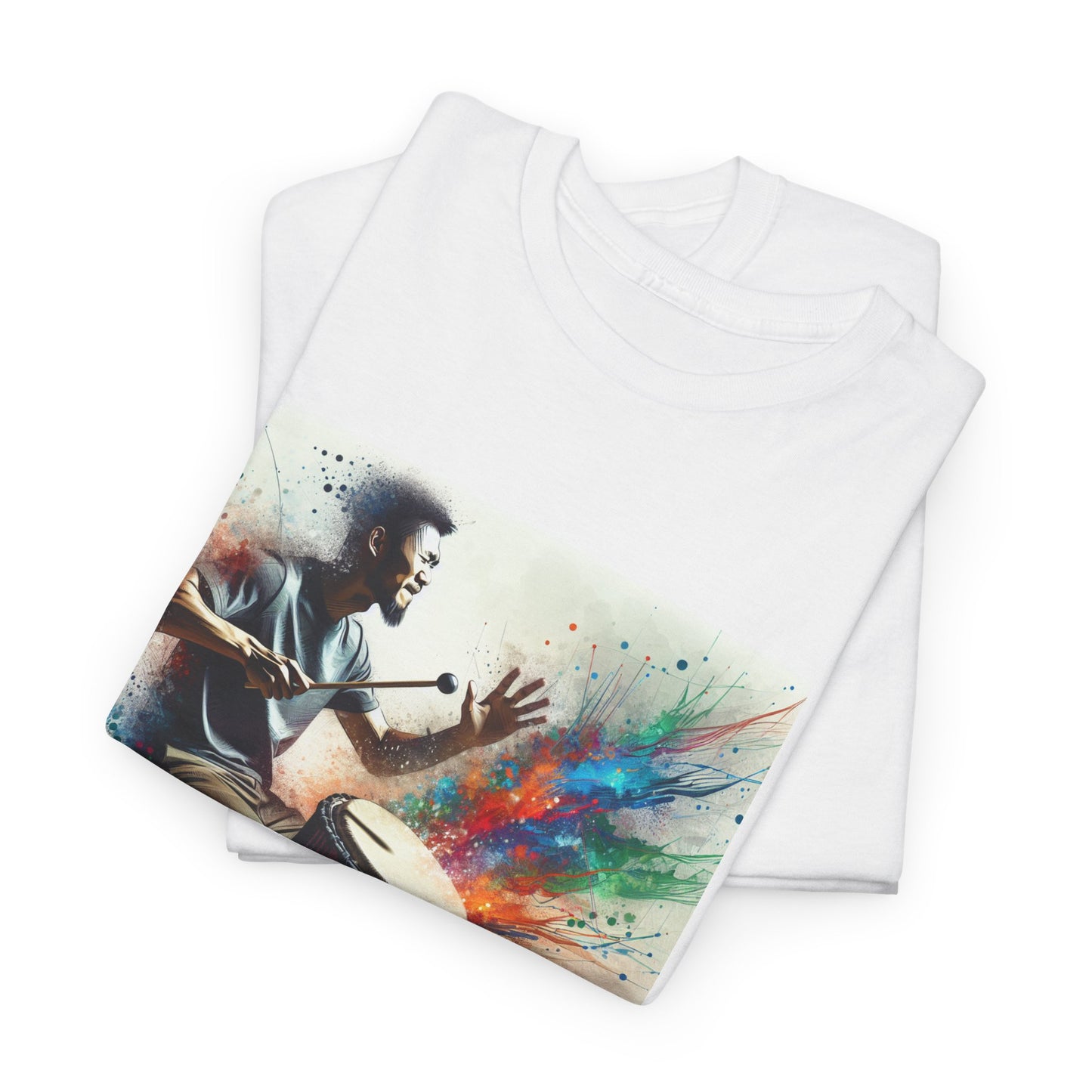 Artistic Drummer Unisex Heavy Cotton Tee -Gift for Musicians, Concert T-Shirt, Art Lovers, Gifts, Festivals, Summer Vibes, gift for him