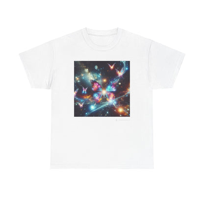 Cosmic Butterfly Graphic Tee, Unisex Cotton T-Shirt, Space Art Shirt, Festival Attire, Nature Lover Gift, Vibrant Wear, Gift for Her