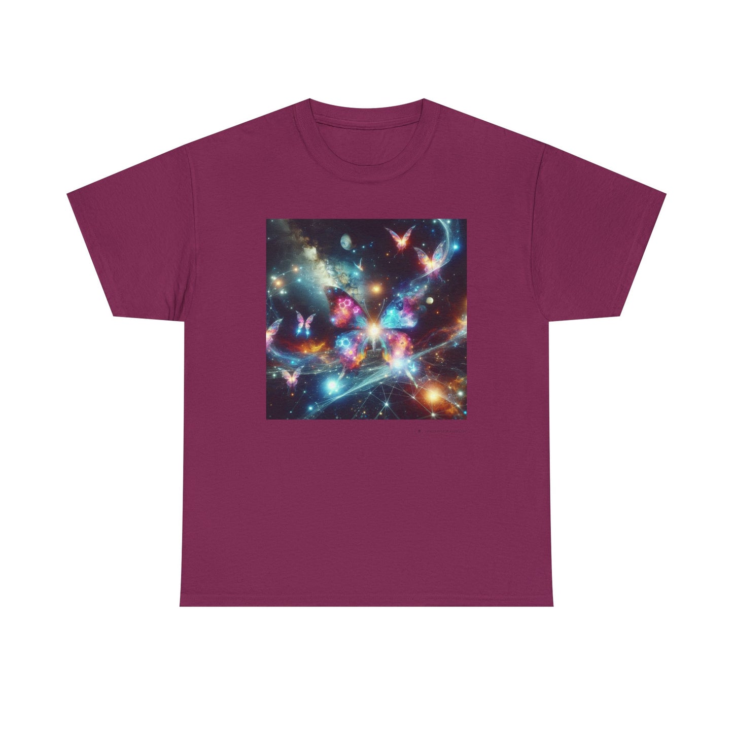 Cosmic Butterfly Graphic Tee, Unisex Cotton T-Shirt, Space Art Shirt, Festival Attire, Nature Lover Gift, Vibrant Wear, Gift for Her