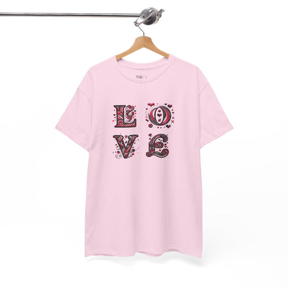 Loved Up Unisex Heavy Cotton Tee - Perfect for Couples, Valentine's Day, Love Celebrations, Heartwarming Gifts, Cozy Casual Wear