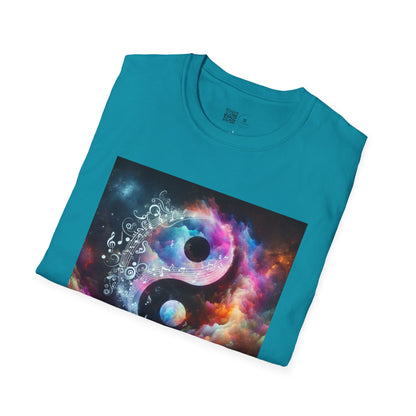 Cosmic Yin Yang T-Shirt - Vibrant Unisex Tee, Spiritual Gift, Music lover Gift, Astrology Fashion, Retro Style Shirt, Trendy Tee
