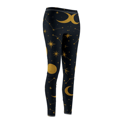Celestial Pattern Leggings - Stylish Women's Yoga Pants, Comfortable Loungewear, Astrology Gift, Workout Leggings, Starry Night Fashion
