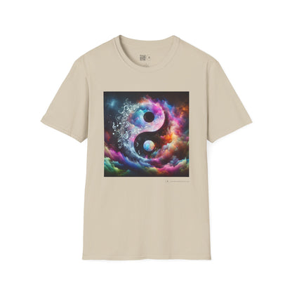 Cosmic Yin Yang T-Shirt - Vibrant Unisex Tee, Spiritual Gift, Music lover Gift, Astrology Fashion, Retro Style Shirt, Trendy Tee