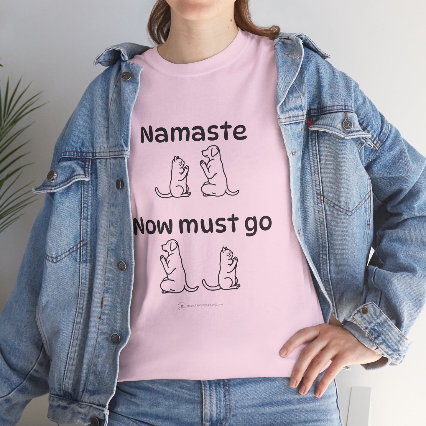 Namaste Pilates Meditation Cat and Dog Zen T Shirt | Namaste Now Must Go Animal Yoga Lover Unisex Heavy Cotton Pet T Shirt for Gift