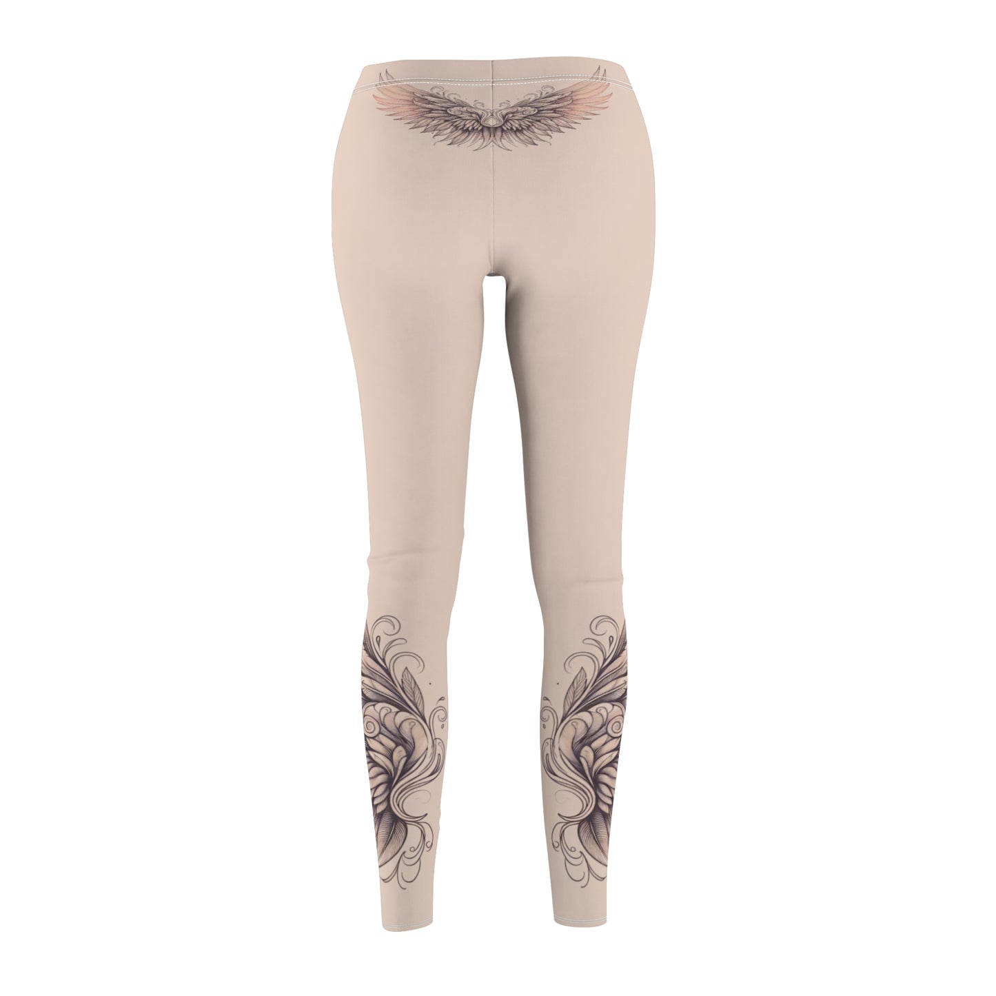 Boho Women's Leggings with Wing Design, Fashionable Casual Wear, Activewear, Gift for Her, Yoga Pants