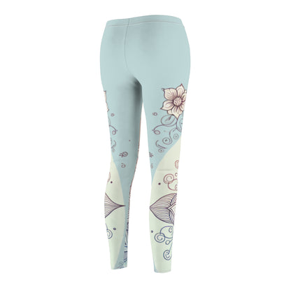 Leggings, Pastel Floral Yoga Pants, Women's Workout Tights, Casual Lounge Wear, Spring Leggings, Comfortable Leggings