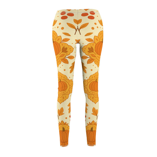 Autumn Floral Leggings - Women's Fall Botanical Print Pants | High Waisted Yoga Tights