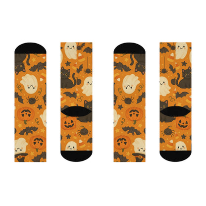 Halloween Crew Socks - Cute Ghost Pumpkin Black Cat Print | Cozy Spooky Season Gift
