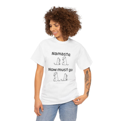 Namaste Pilates Meditation Cat and Dog Zen T Shirt | Namaste Now Must Go Animal Yoga Lover Unisex Heavy Cotton Pet T Shirt for Gift