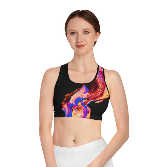 Vibrant Abstract Sports Bra | Stylish & Supportive Activewear

