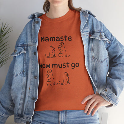 Namaste Pilates Meditation Cat and Dog Zen T Shirt | Namaste Now Must Go Animal Yoga Lover Unisex Heavy Cotton Pet T Shirt for Gift