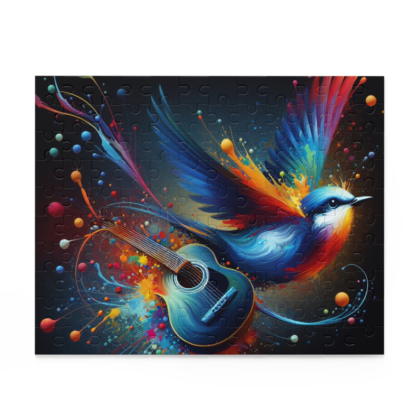 Colorful Bird and Guitar Puzzle, Artistic Puzzle for Music Lovers, Nature Puzzle for Family Nights, Gift for Music Enthusiasts, Unique Wall