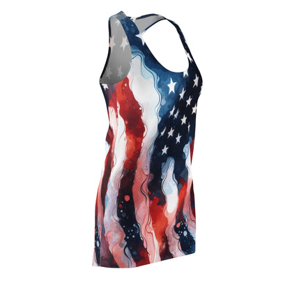 Patriotic Racerback Dress, Summer Dress, Independence Day Outfit, Casual Fashion, American Flag Dress, Party Dress