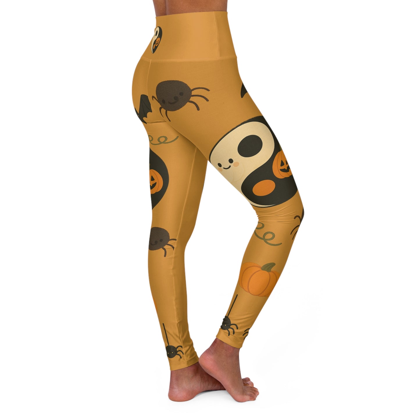 Halloween Yoga Leggings - Cute Ghost Spider Print | High Waisted Spooky Workout Pants