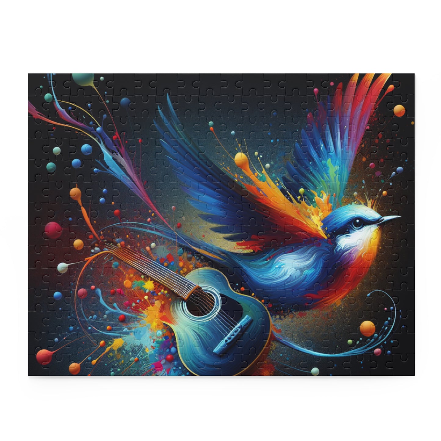 Colorful Bird and Guitar Puzzle, Artistic Puzzle for Music Lovers, Nature Puzzle for Family Nights, Gift for Music Enthusiasts, Unique Wall
