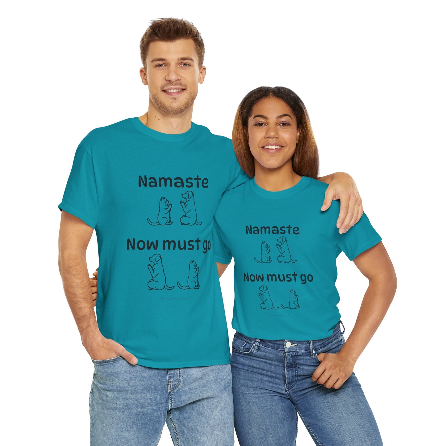 Namaste Pilates Meditation Cat and Dog Zen T Shirt | Namaste Now Must Go Animal Yoga Lover Unisex Heavy Cotton Pet T Shirt for Gift
