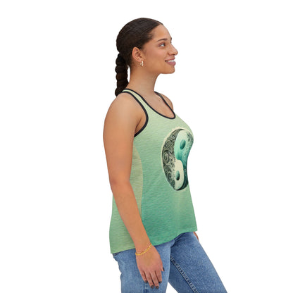 Serene Yin Yang Women's Tank Top, Yoga Tank, Spiritual Apparel, Workout Top, Boho Style, Gift for Her, Mindfulness Wear