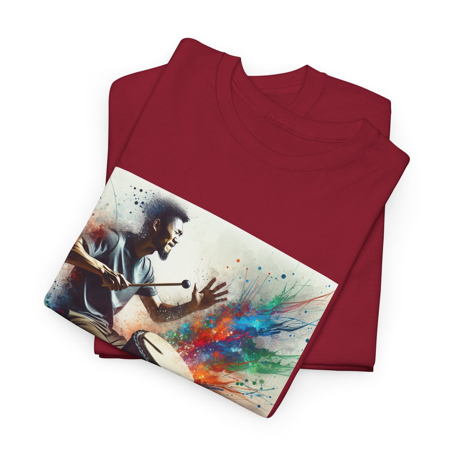 Artistic Drummer Unisex Heavy Cotton Tee -Gift for Musicians, Concert T-Shirt, Art Lovers, Gifts, Festivals, Summer Vibes, gift for him