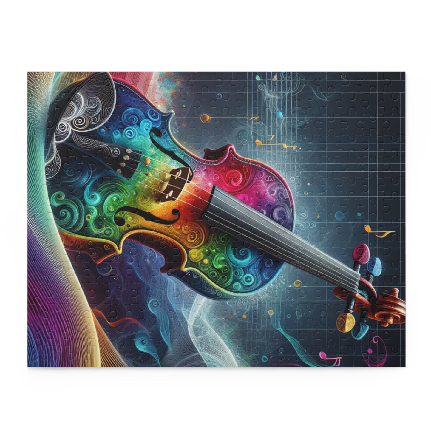 Colorful Violin Puzzle - 120, 252, 500-Piece Jigsaw, Music Lover Gift, Art Decor, Relaxation Activity, Family Game Night