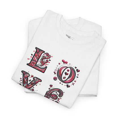Loved Up Unisex Heavy Cotton Tee - Perfect for Couples, Valentine's Day, Love Celebrations, Heartwarming Gifts, Cozy Casual Wear