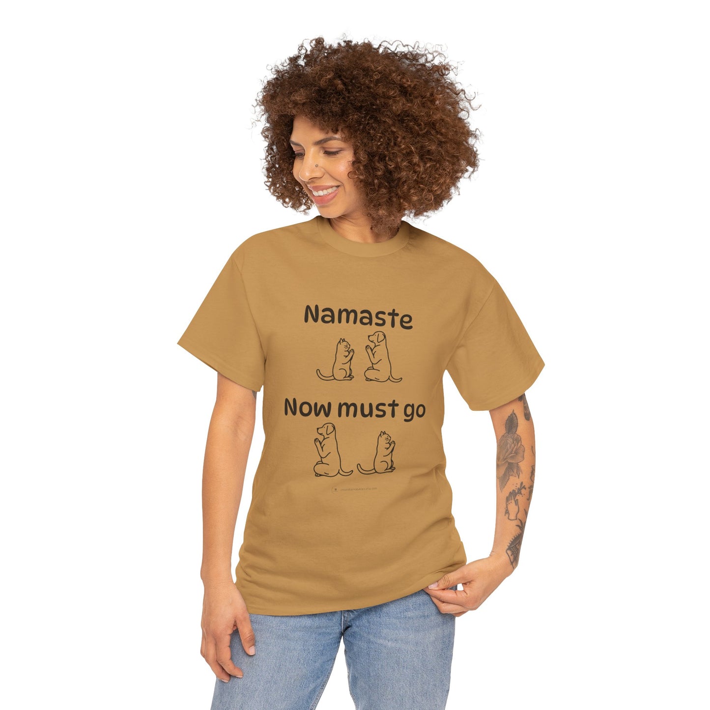 Namaste Pilates Meditation Cat and Dog Zen T Shirt | Namaste Now Must Go Animal Yoga Lover Unisex Heavy Cotton Pet T Shirt for Gift