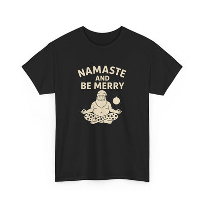 Namaste and Be Merry Christmas Shirt - Funny Yoga Santa Tee | Unisex Holiday Gift for Yogis